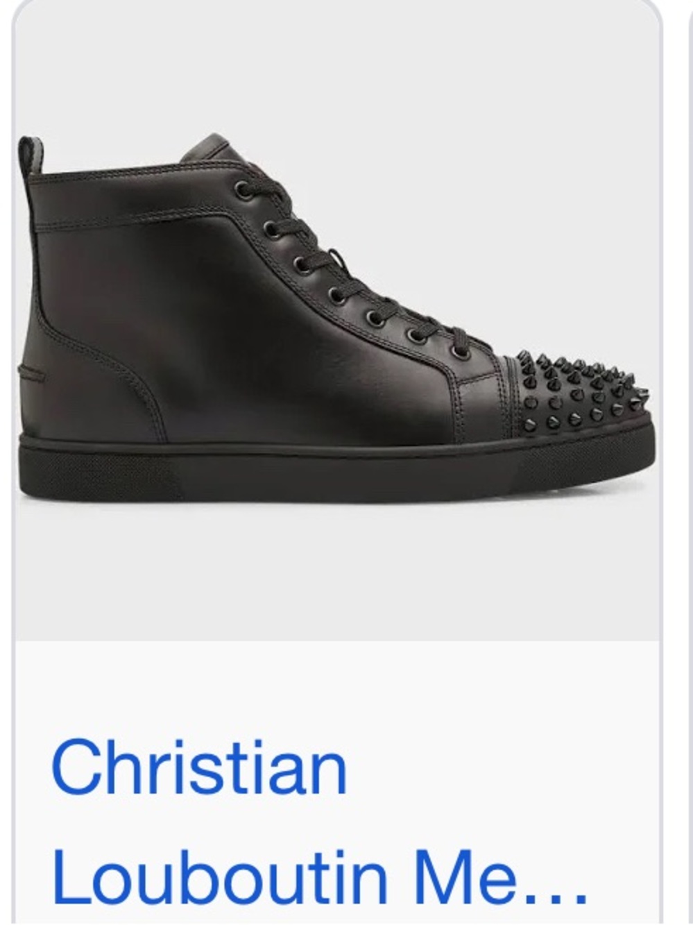 Christian Louboutin Men's Black High-Top Spike-Toe Sneakers